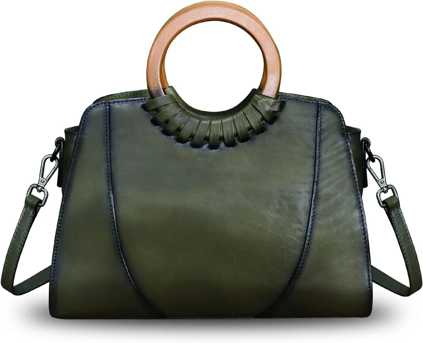 Genuine Leather Top Handle Handbag Purse for Women Satchel Retro Cowhide Handmade Crossbody Shoulder Bags