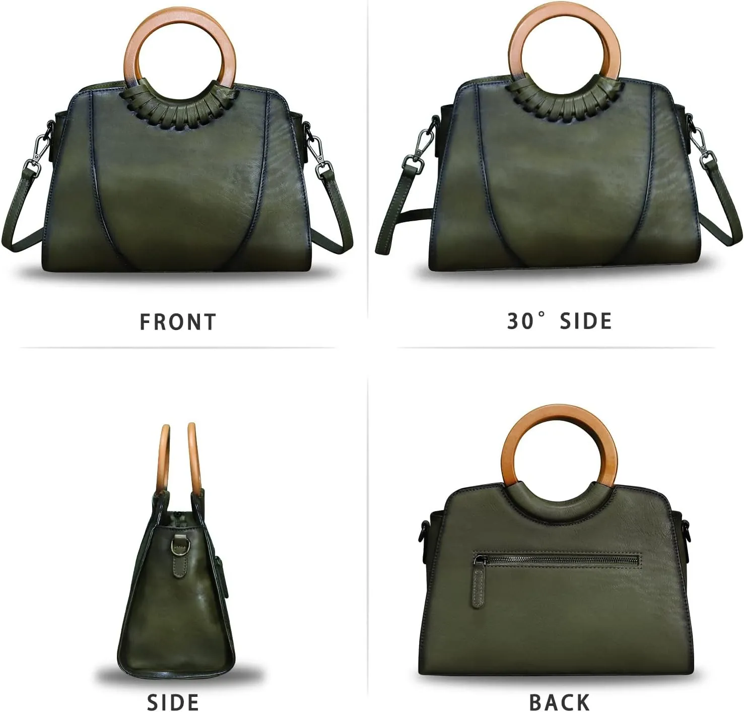 Genuine Leather Top Handle Handbag Purse for Women Satchel Retro Cowhide Handmade Crossbody Shoulder Bags