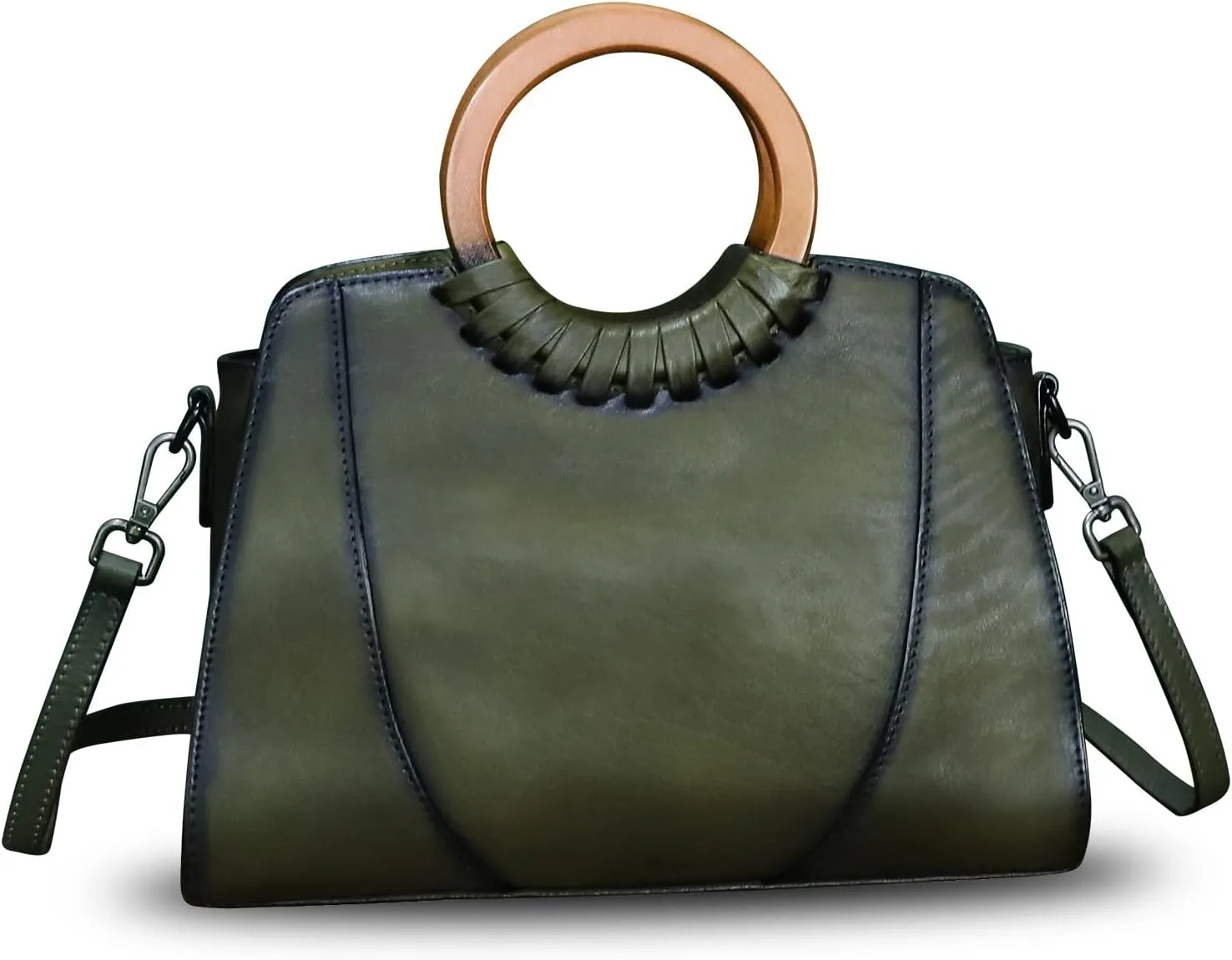 Genuine Leather Top Handle Handbag Purse for Women Satchel Retro Cowhide Handmade Crossbody Shoulder Bags