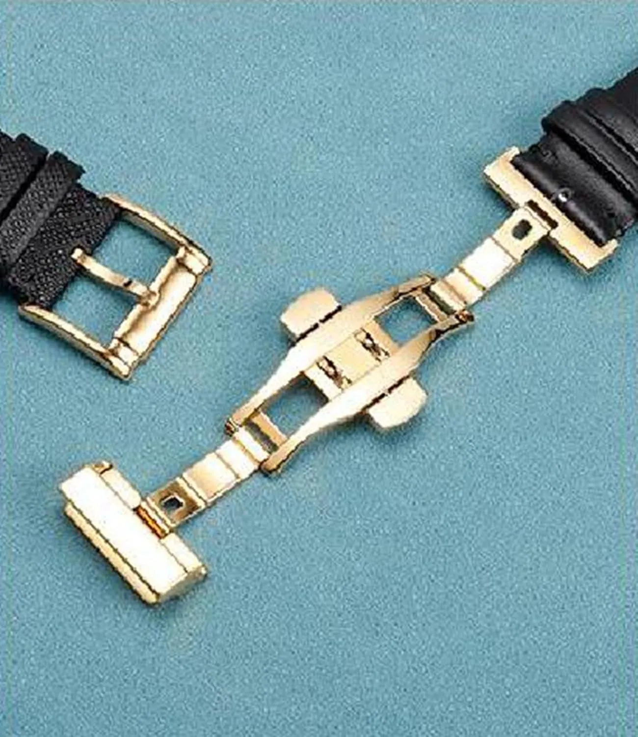 Genuine Leather Watch Strap with Butterfly Clasp 18-22mm
