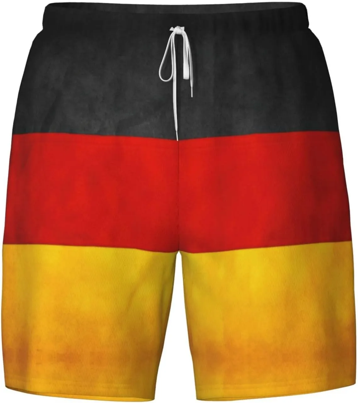 Germany Flag Print Men's Double Layer Swim Shorts, Gym Workout Shorts with Pocket