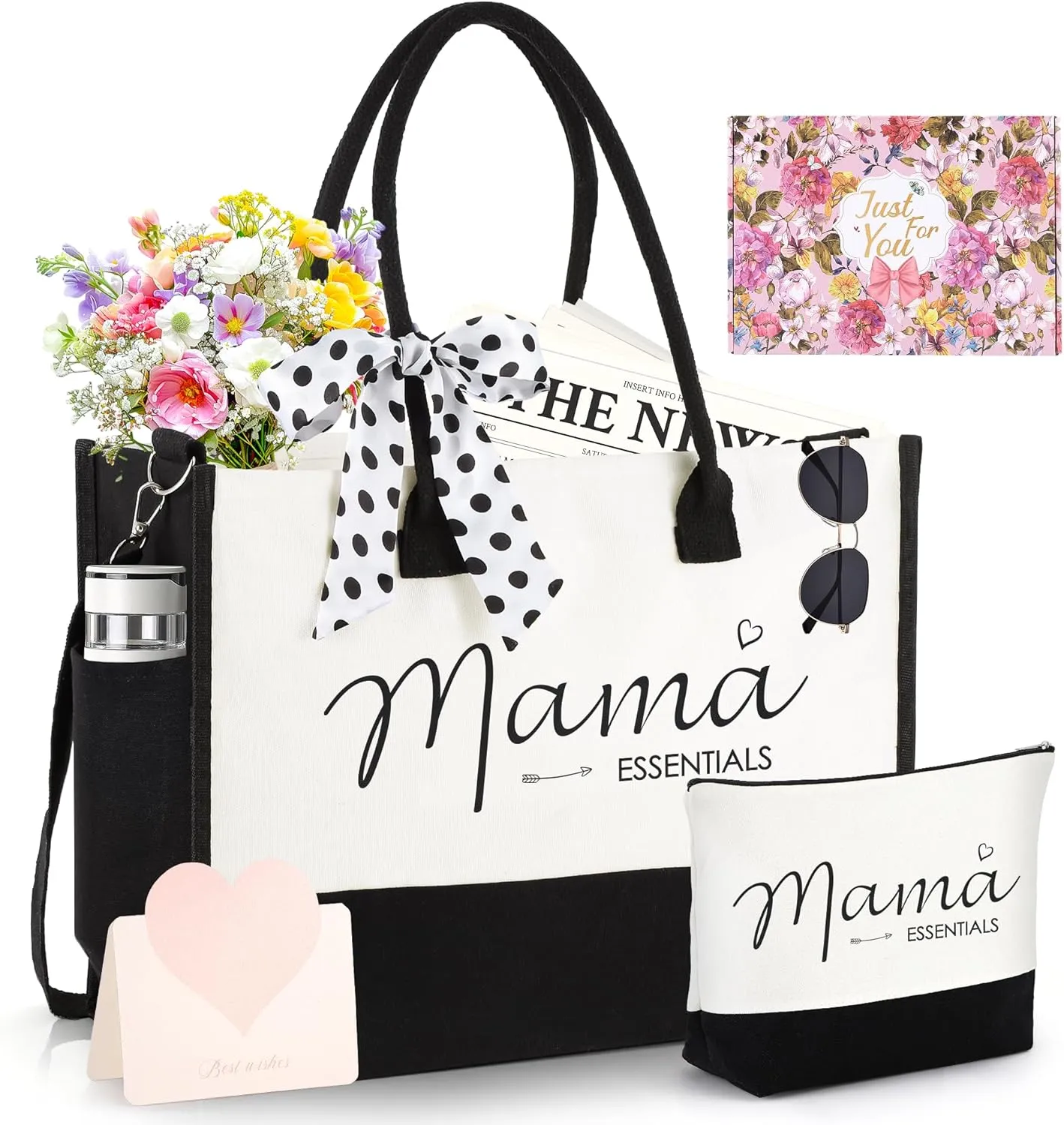 Gifts for Mom Grandma Sister Friends Nana Teacher, Birthday Gifts Ideas Canvas Initial Tote Bag for Women