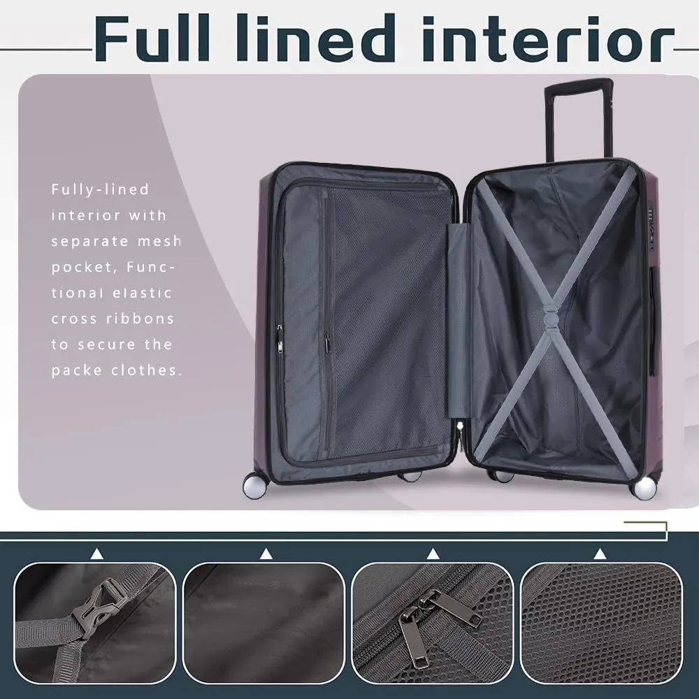 GinzaTravel Rune series expandable 2 Luggage Sets,Lightweight Hardside Suitcase With Spinner Wheels TSA Lock,PP material business fashion suitcase