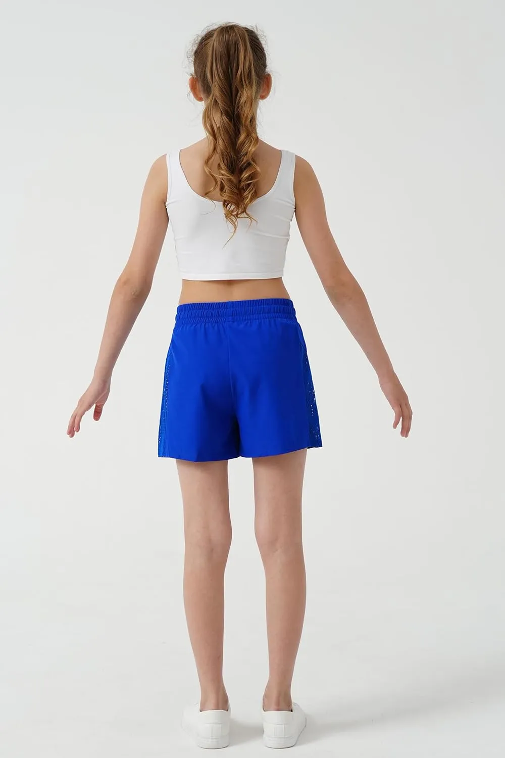 Girls Athletic Shorts with Spandex Liner Quick Dry Running Fitness Shorts for Kids Teen Active Sports Track