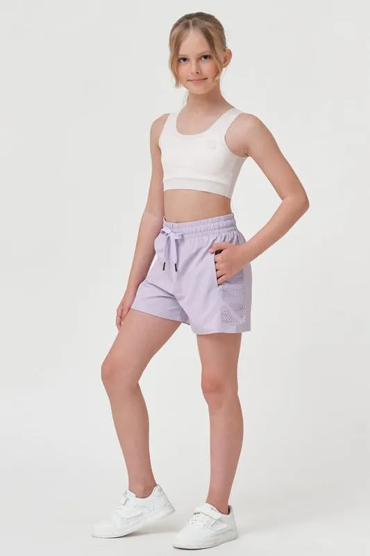 Girls Athletic Shorts with Spandex Liner Quick Dry Running Fitness Shorts for Kids Teen Active Sports Track