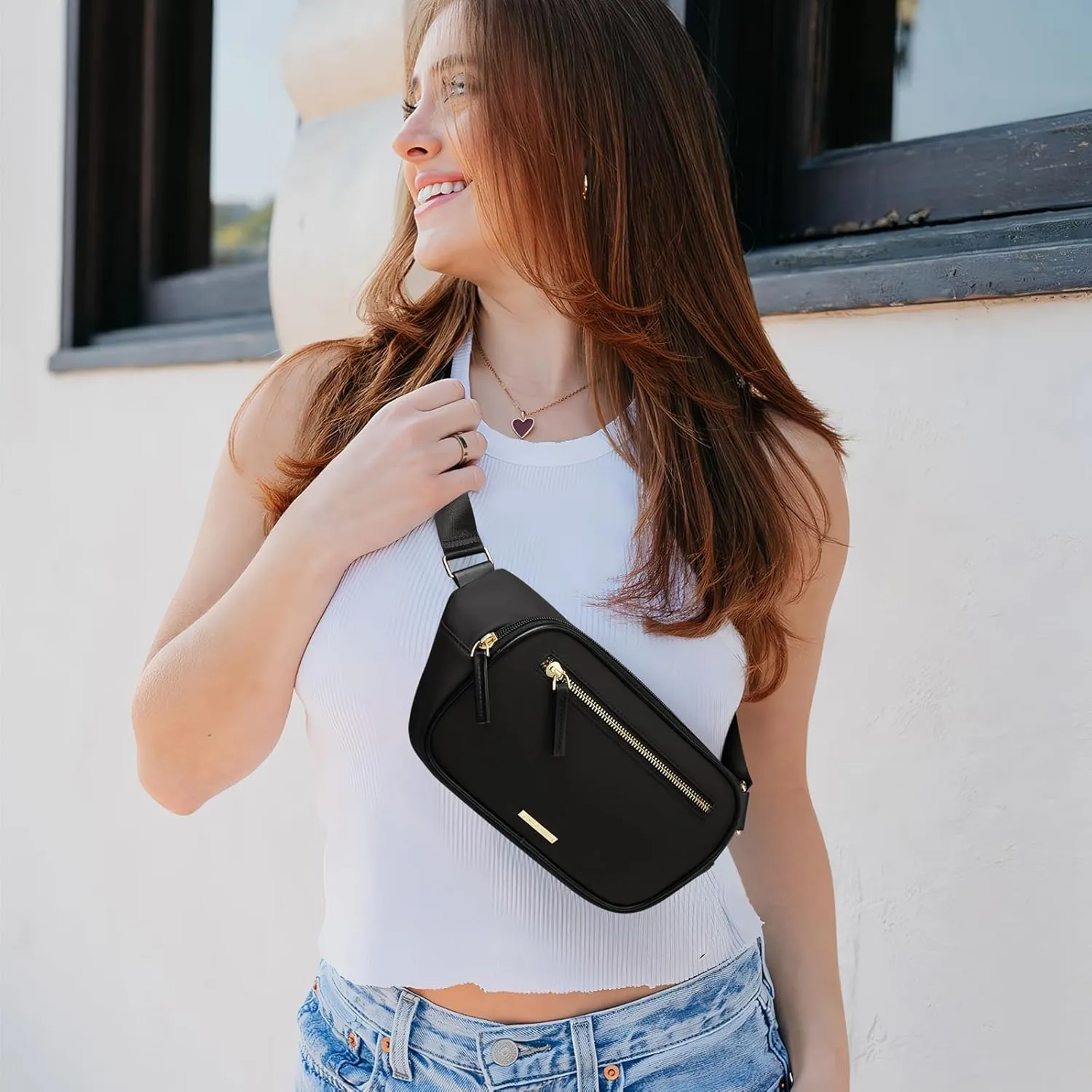 GOLF QUALTY Women's Fanny Pack, Crossbody Bags for Women, Fashion Sling Purse Shoulder Bag Fanny Pack Belt Bag Causal Chest Bum Bag Cross Body Purse for Sports Workout Traveling Running Casual