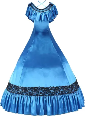 Gorgeous Herrlich Elegant Lolita Doll Neck Strap Lace Ball Gown Dress Blue