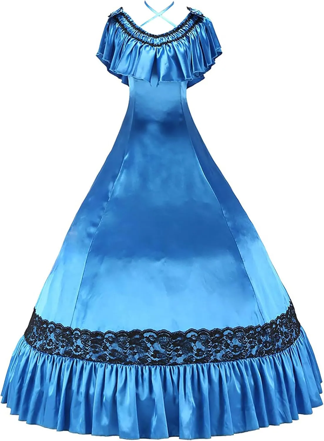 Gorgeous Herrlich Elegant Lolita Doll Neck Strap Lace Ball Gown Dress Blue