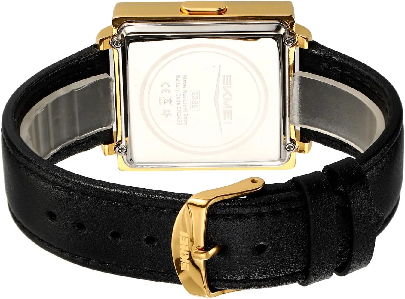 Gosasa Square Men's Luxury Watches Fashion Creative Multi - Functional Waterproof Wristwatch, Gold and Silver - Toned Leather Strap Gifts for Men