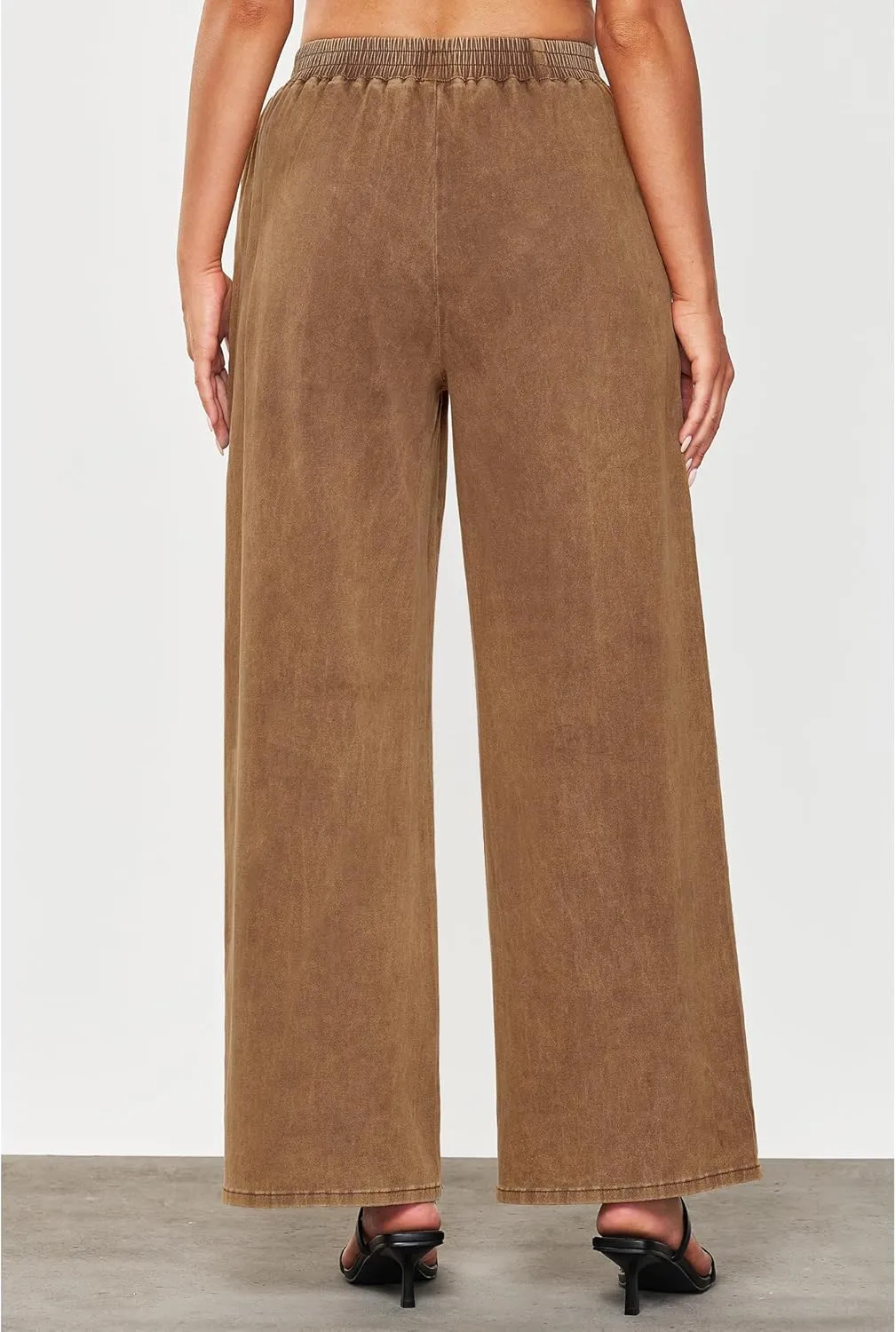 GRAPENT Wide Leg Pants Woman Pull On High Waisted Baggy Straight Leg Colored Jeans Stretch Twill Trouser Pants for Women