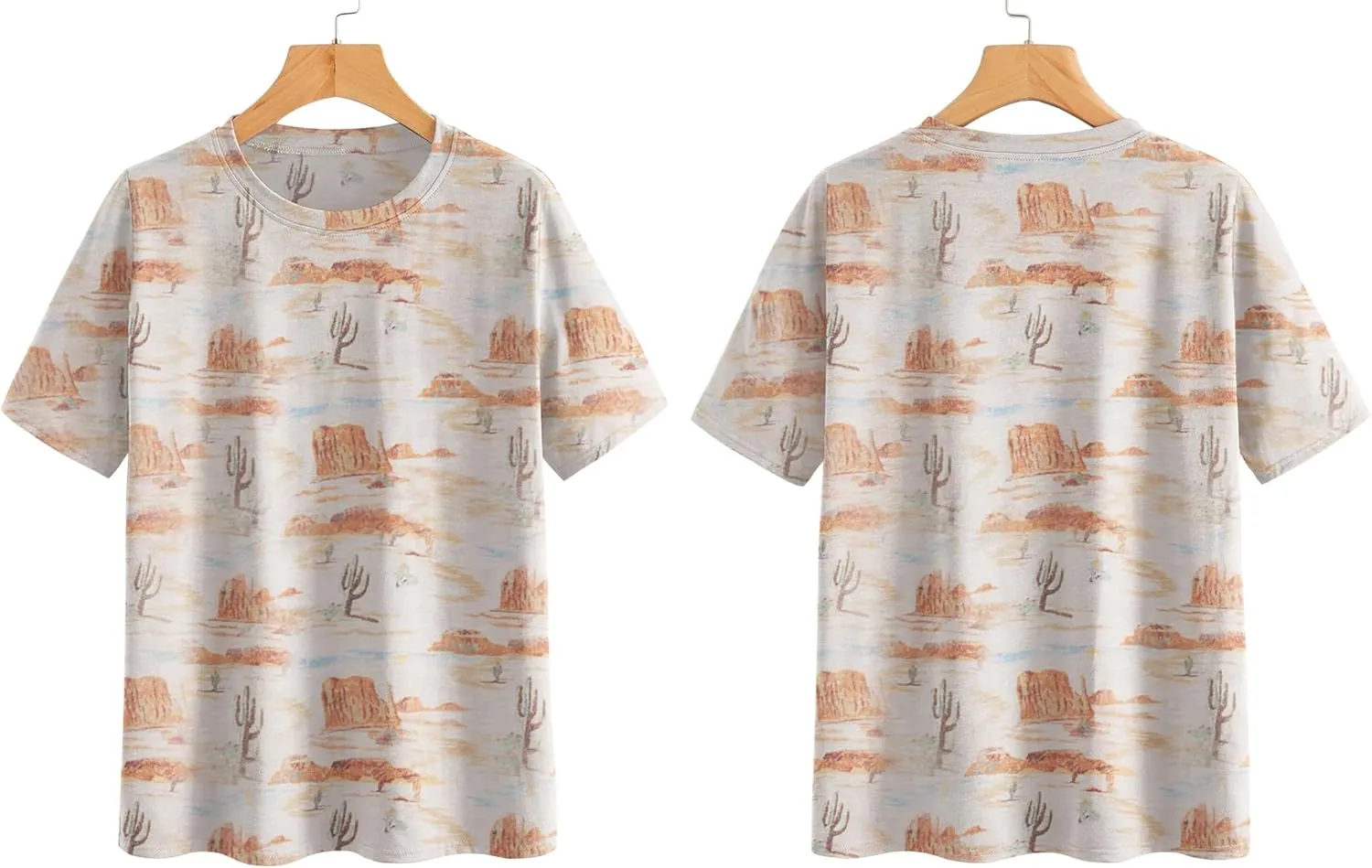 Graphic Shirts for Women Cactus Desert Graphic Tees Short Sleeve Tops