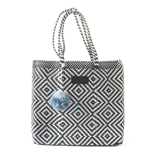 Greca Woven Tote Bag, Handwoven Recycled Plastic Tote, Oaxaca Mexican Woven Purse, Water-Resistant Beach Bag, Summer Bag, Everyday Tote