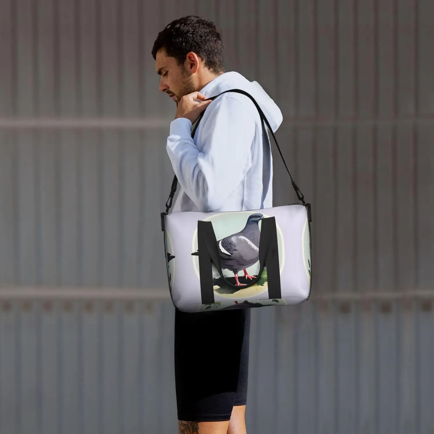 Grey Pigeon Print Women Travel Duffel Bag, Large Weekender Carry-On Tote, Gym Workout Bag,Mommy Hospital Bag