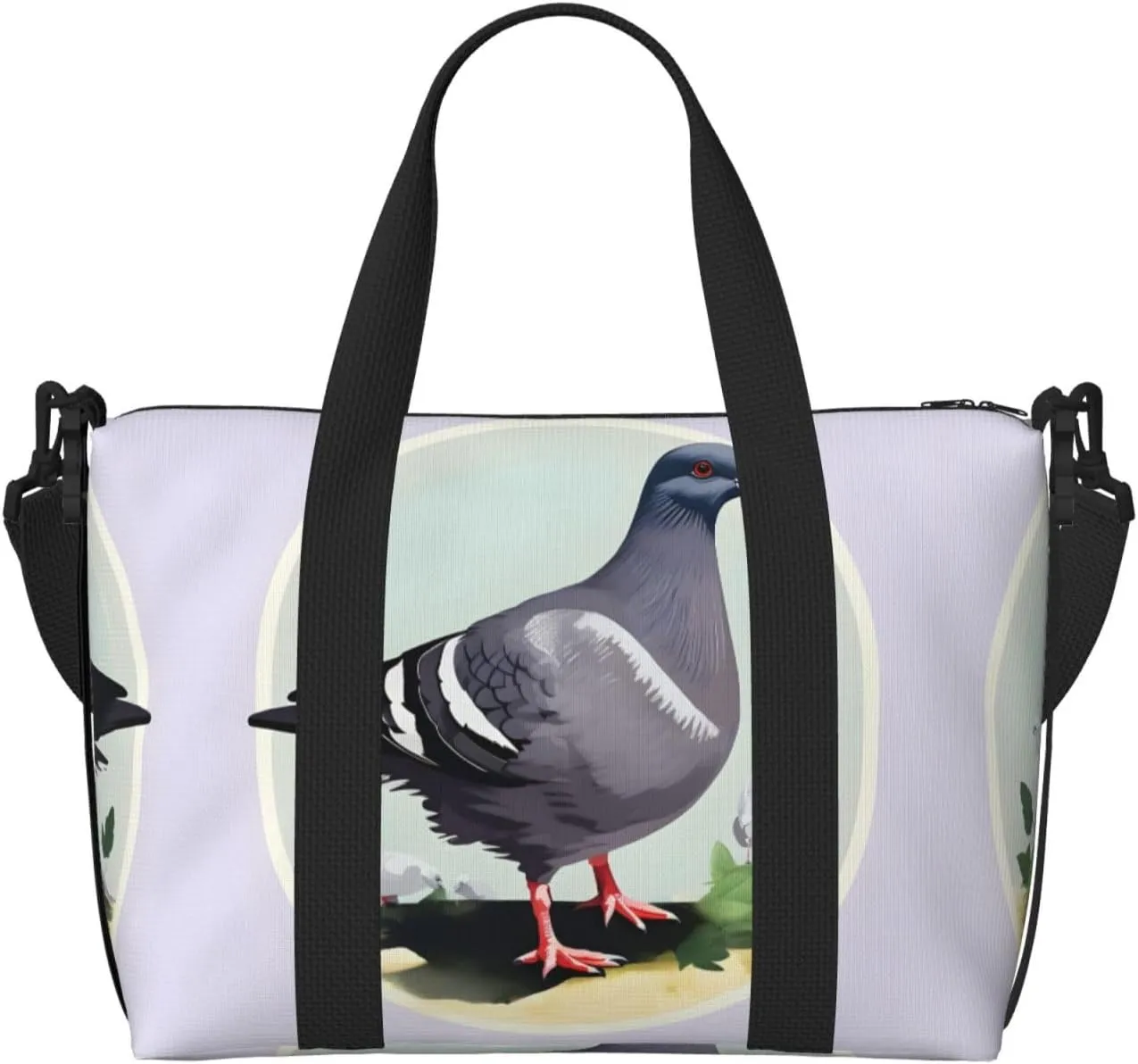 Grey Pigeon Print Women Travel Duffel Bag, Large Weekender Carry-On Tote, Gym Workout Bag,Mommy Hospital Bag