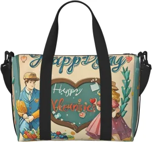Gym Bag Happy Valentine's Day Duffel Bag for Men Women Travel Overnight Bag with Shoe Compartment Workout Bags