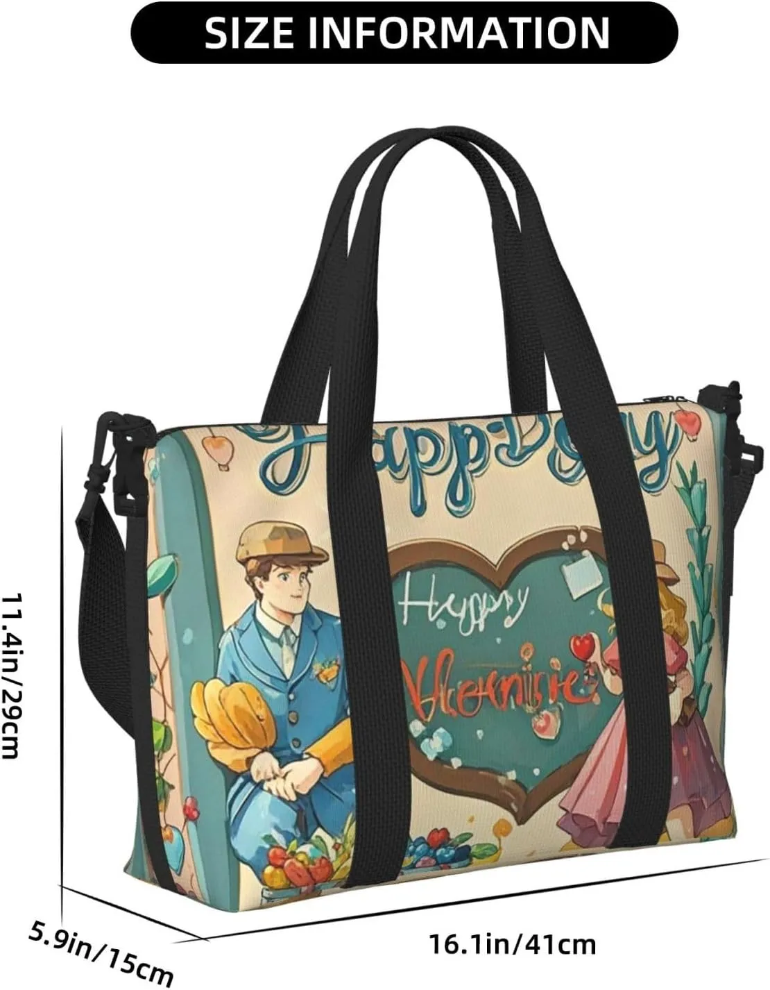 Gym Bag Happy Valentine's Day Duffel Bag for Men Women Travel Overnight Bag with Shoe Compartment Workout Bags