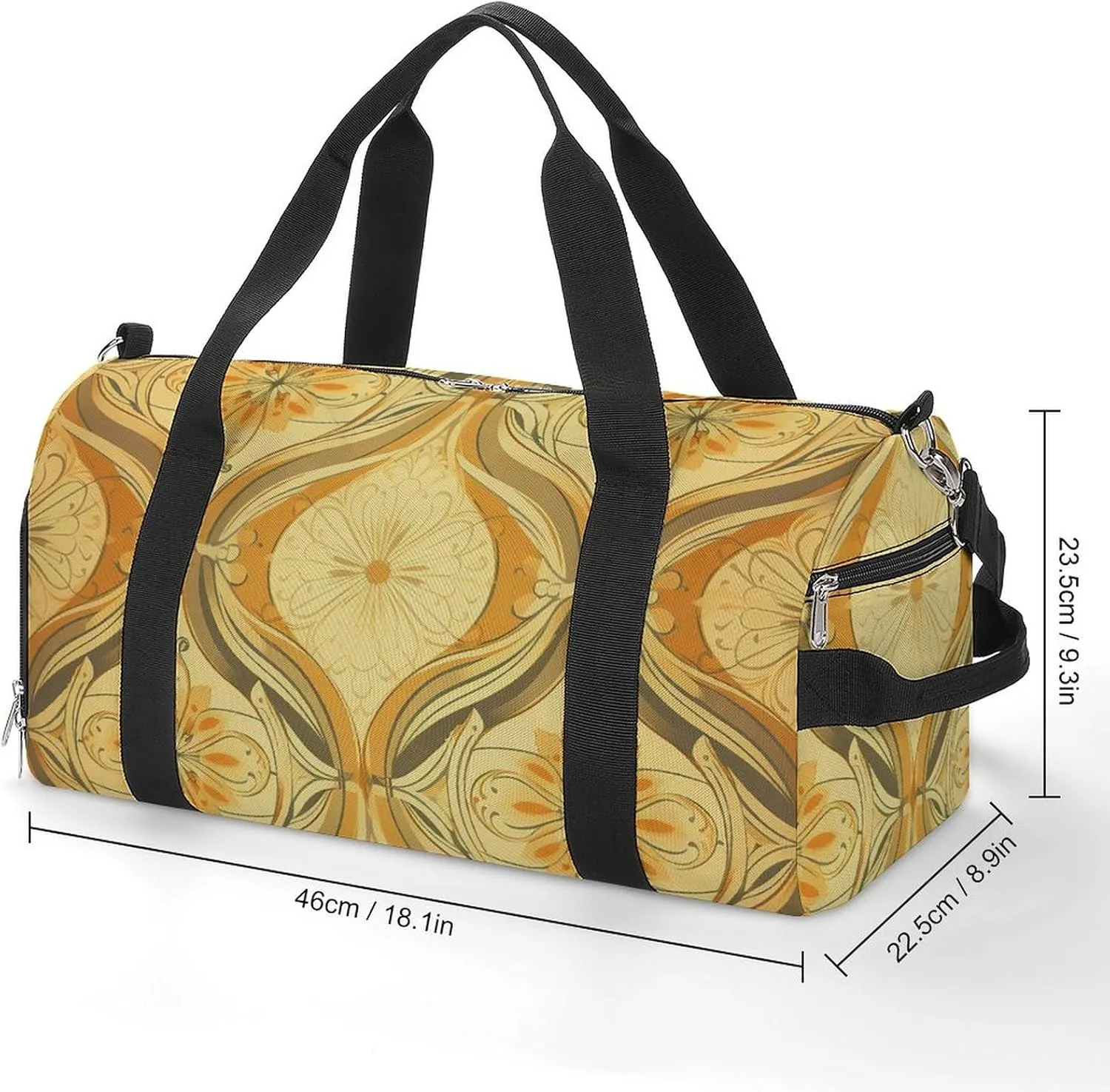 Gym Bag Medieval Vintage Pattern Duffel Bag for Men Women Travel Overnight Bag with Shoe Compartment Workout Bags