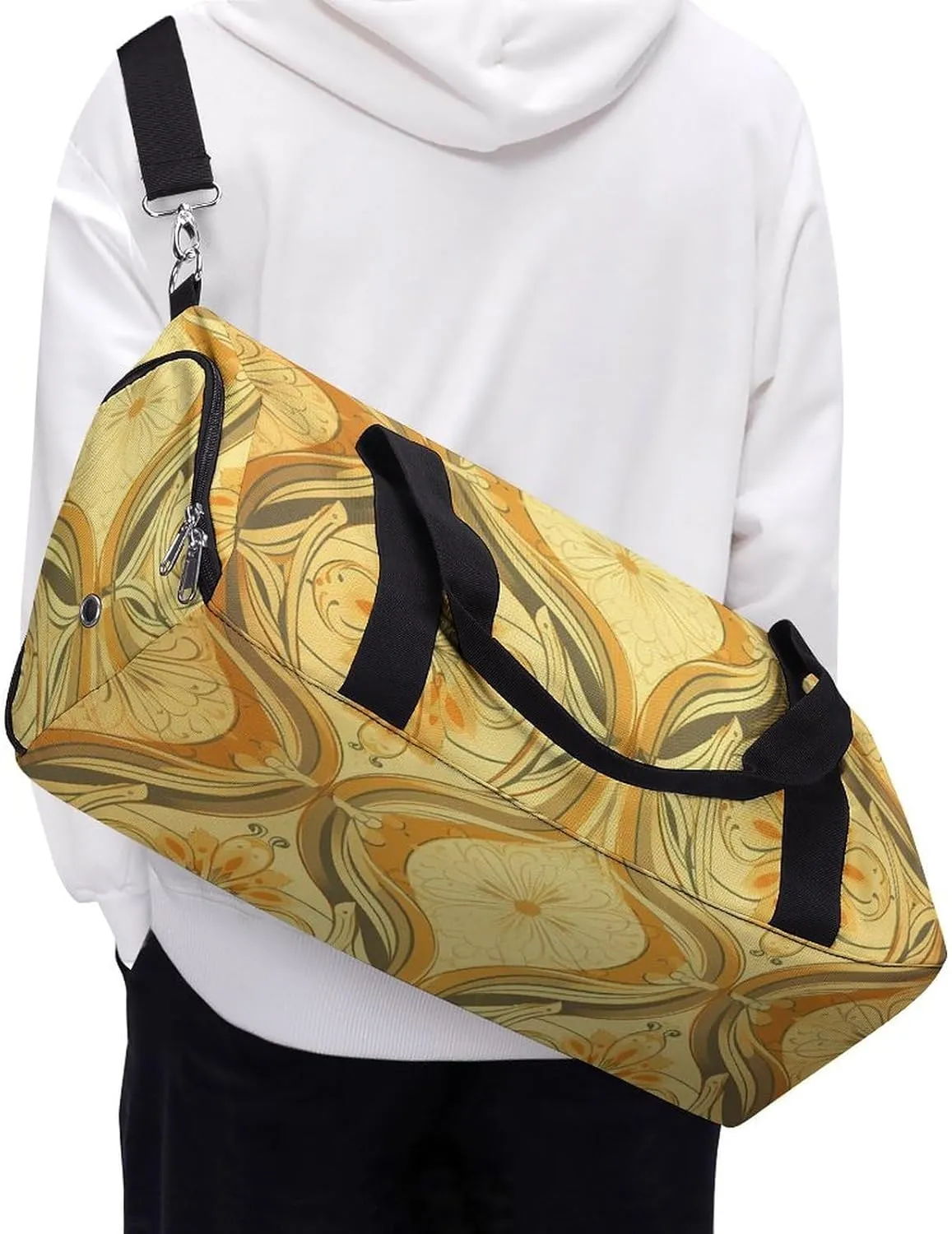 Gym Bag Medieval Vintage Pattern Duffel Bag for Men Women Travel Overnight Bag with Shoe Compartment Workout Bags