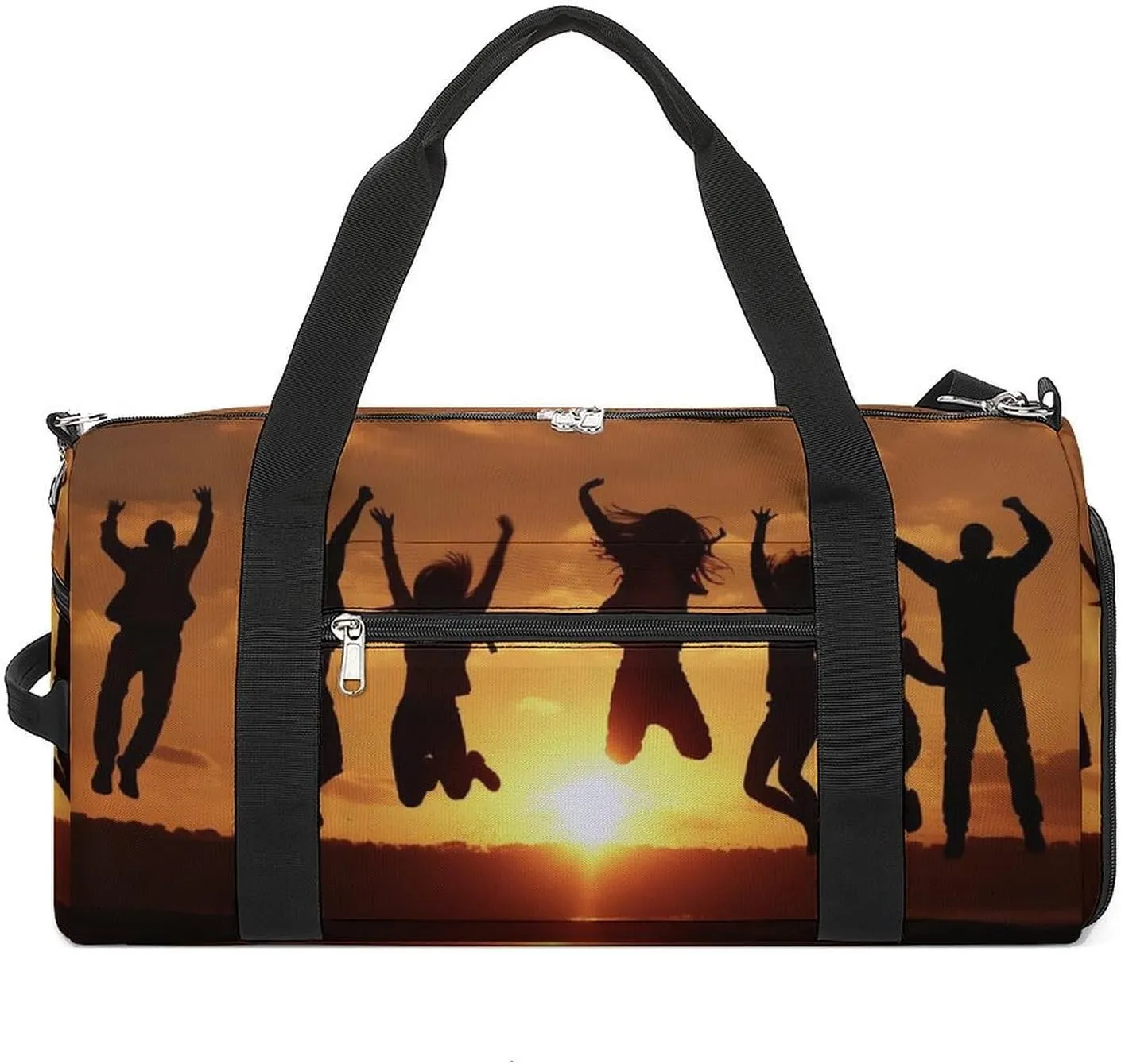 Gym Bag People Jump Into The Air Duffel Bag for Men Women Travel Overnight Bag with Shoe Compartment Workout Bags