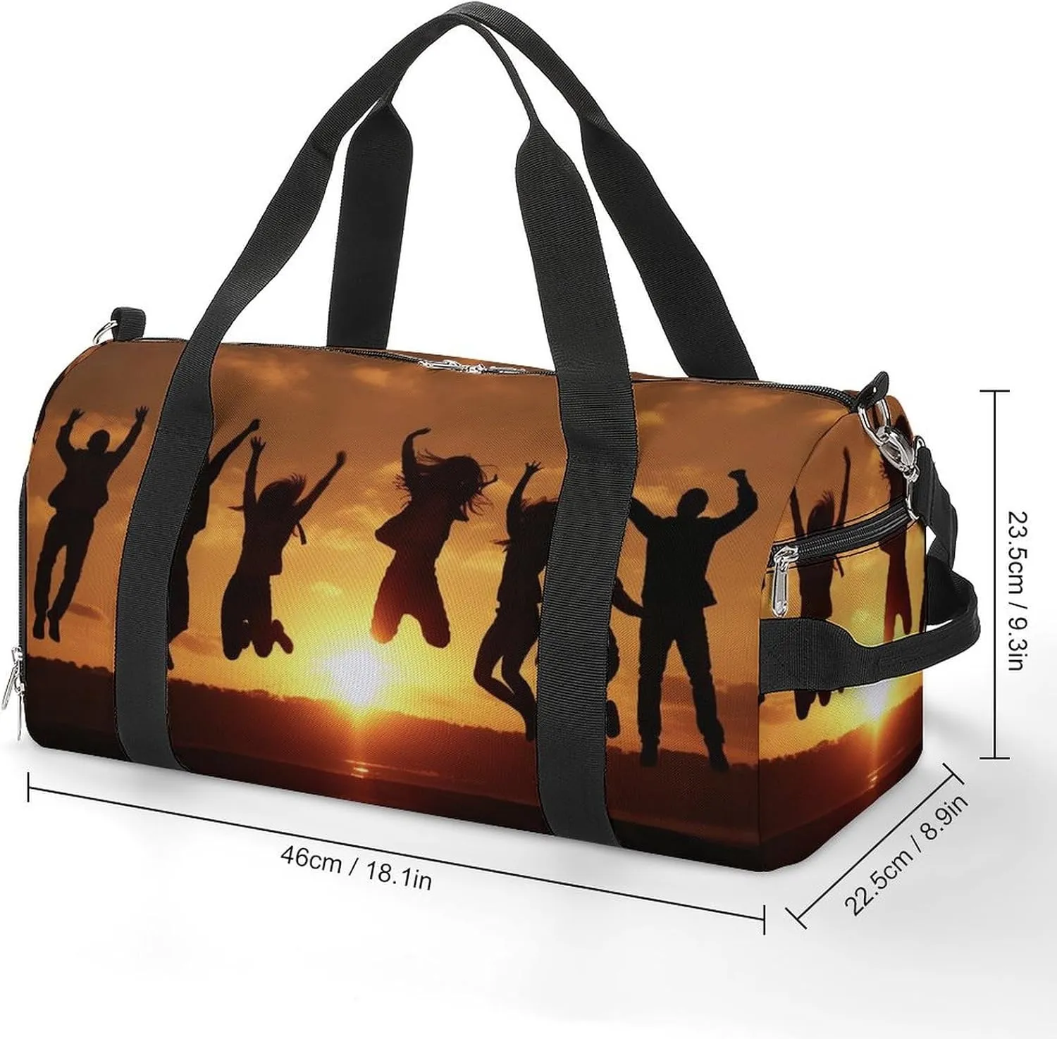 Gym Bag People Jump Into The Air Duffel Bag for Men Women Travel Overnight Bag with Shoe Compartment Workout Bags
