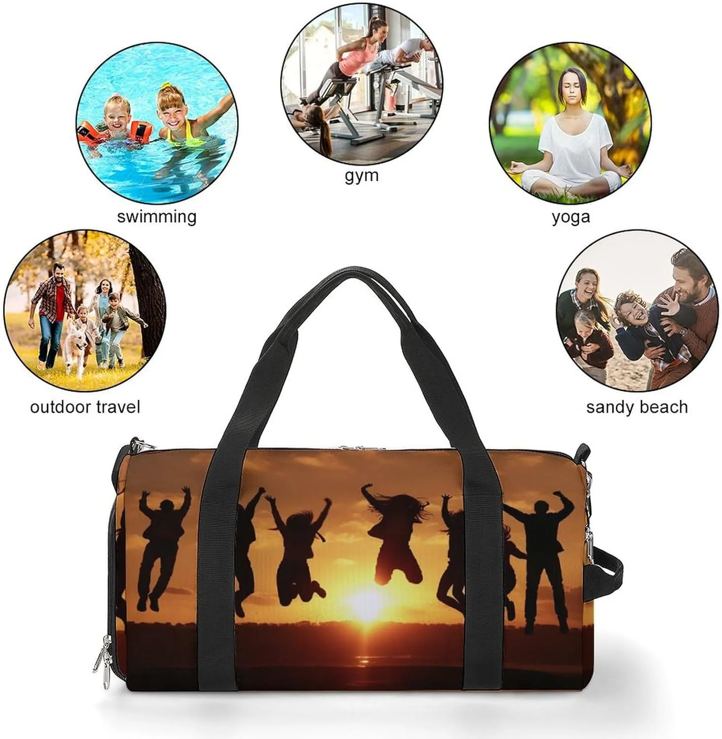Gym Bag People Jump Into The Air Duffel Bag for Men Women Travel Overnight Bag with Shoe Compartment Workout Bags