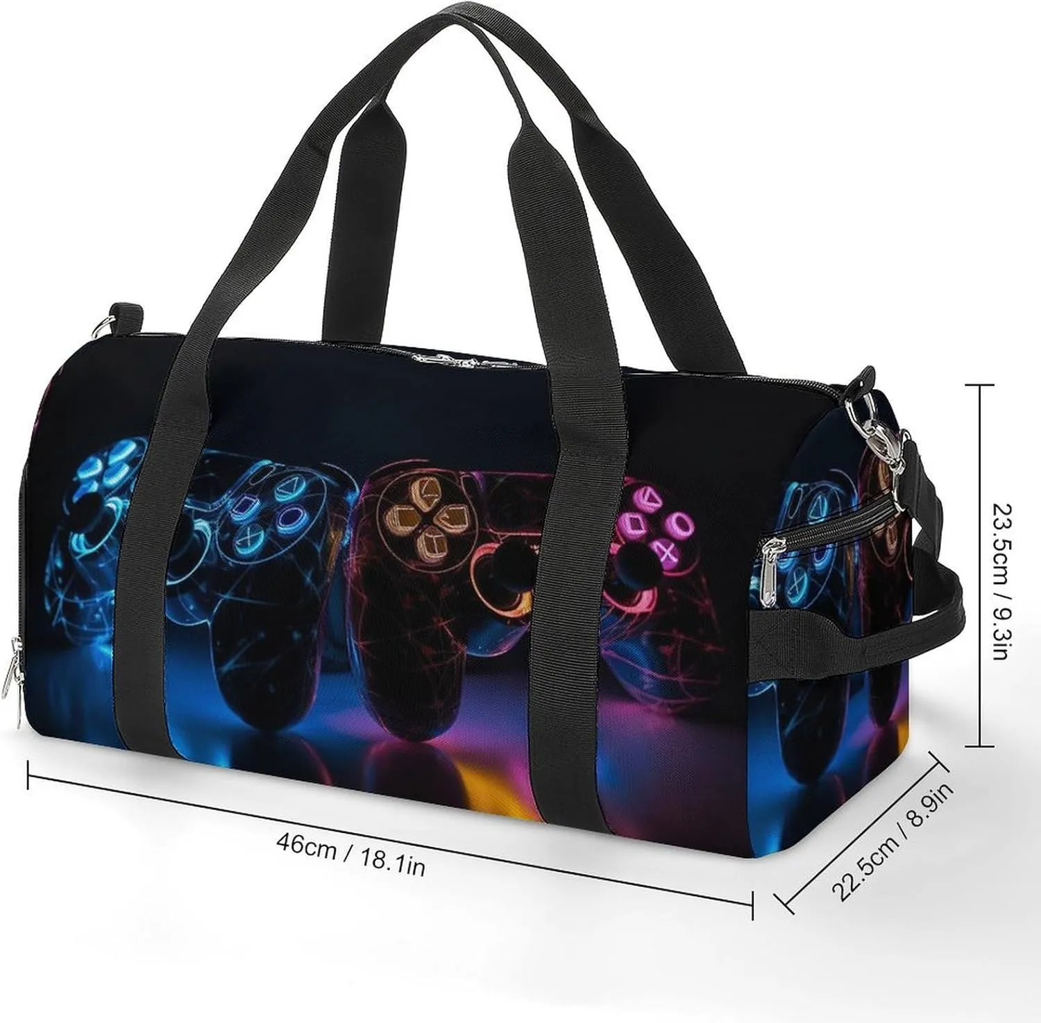 Gym Bag Two Game Controllers Duffel Bag for Men Women Travel Overnight Bag with Shoe Compartment Workout Bags