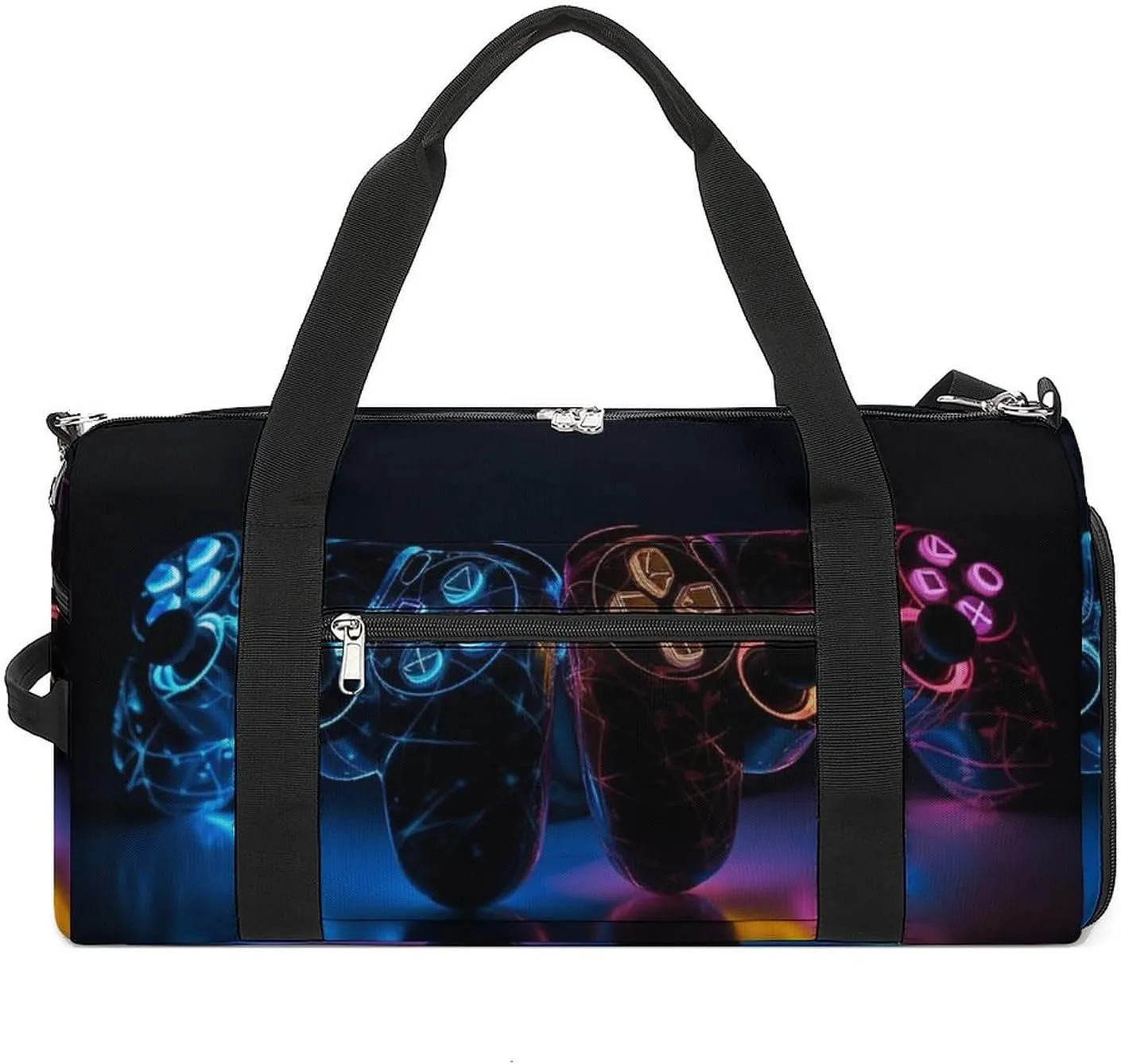 Gym Bag Two Game Controllers Duffel Bag for Men Women Travel Overnight Bag with Shoe Compartment Workout Bags