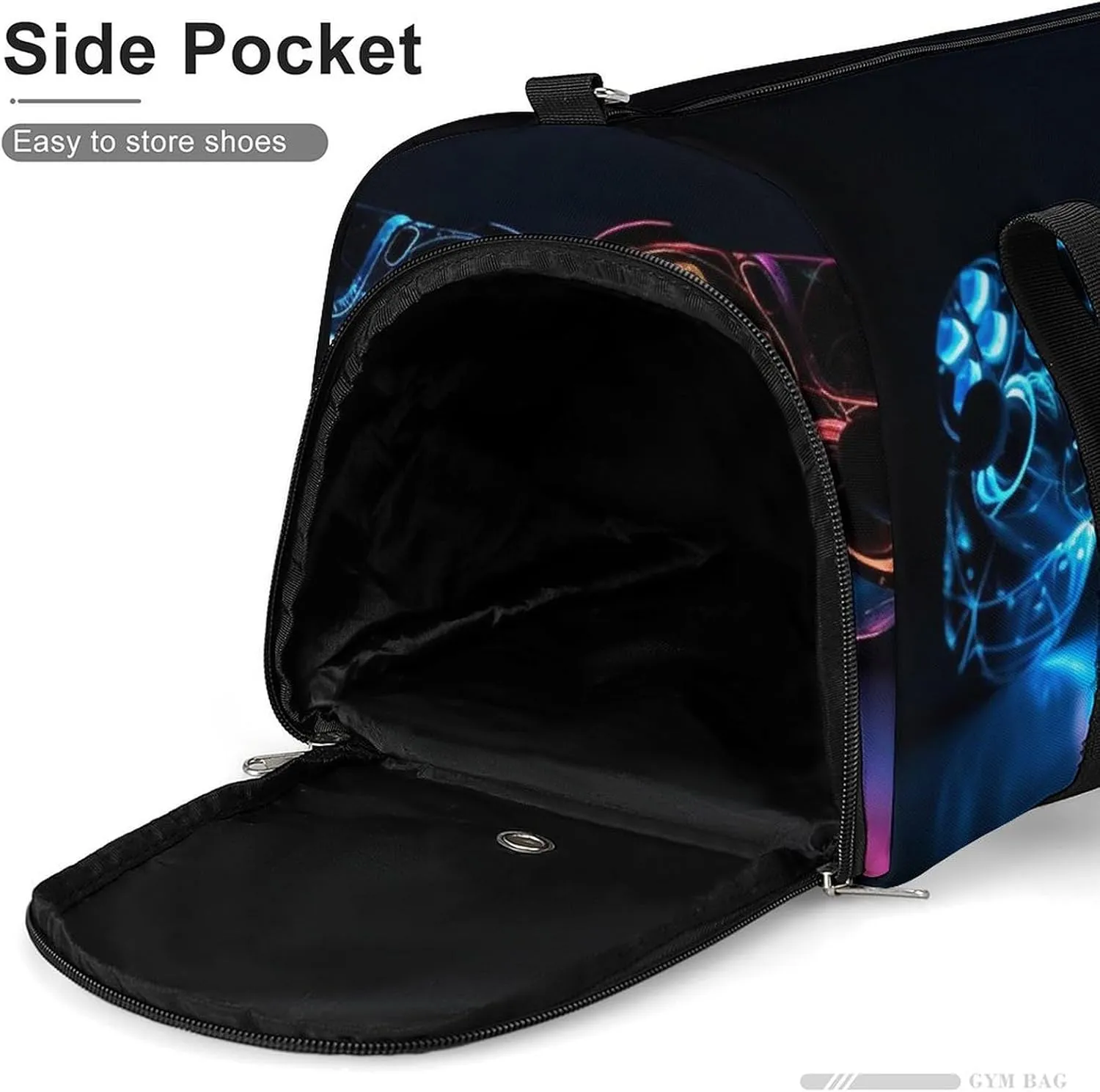 Gym Bag Two Game Controllers Duffel Bag for Men Women Travel Overnight Bag with Shoe Compartment Workout Bags