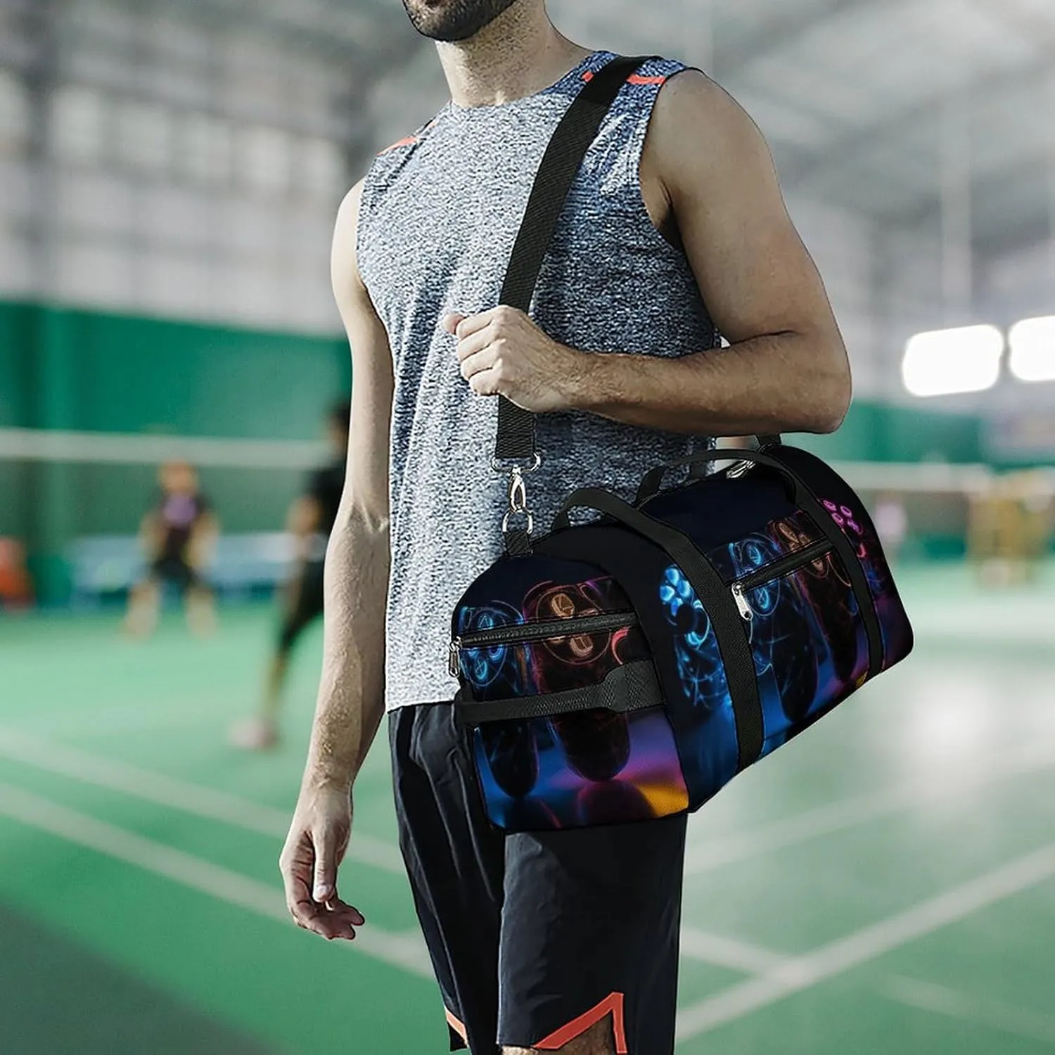 Gym Bag Two Game Controllers Duffel Bag for Men Women Travel Overnight Bag with Shoe Compartment Workout Bags