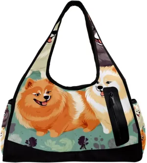 Gym Bags for Men,Travel Duffel Bags for Women,Cartoon Pomeranian Dog,Workout Bag