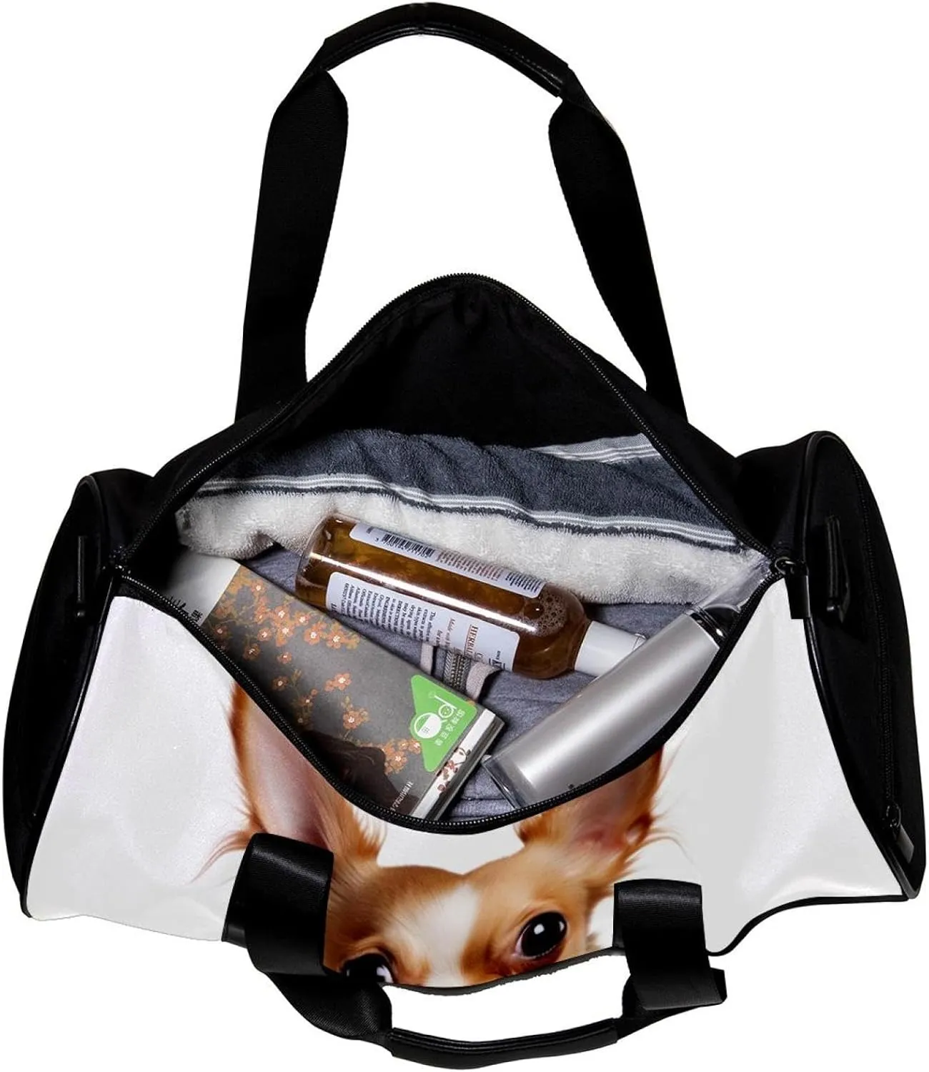 Gym Bags for Men,Travel Duffel Bags for Women,Chihuahua Dog and Rose,Workout Bag