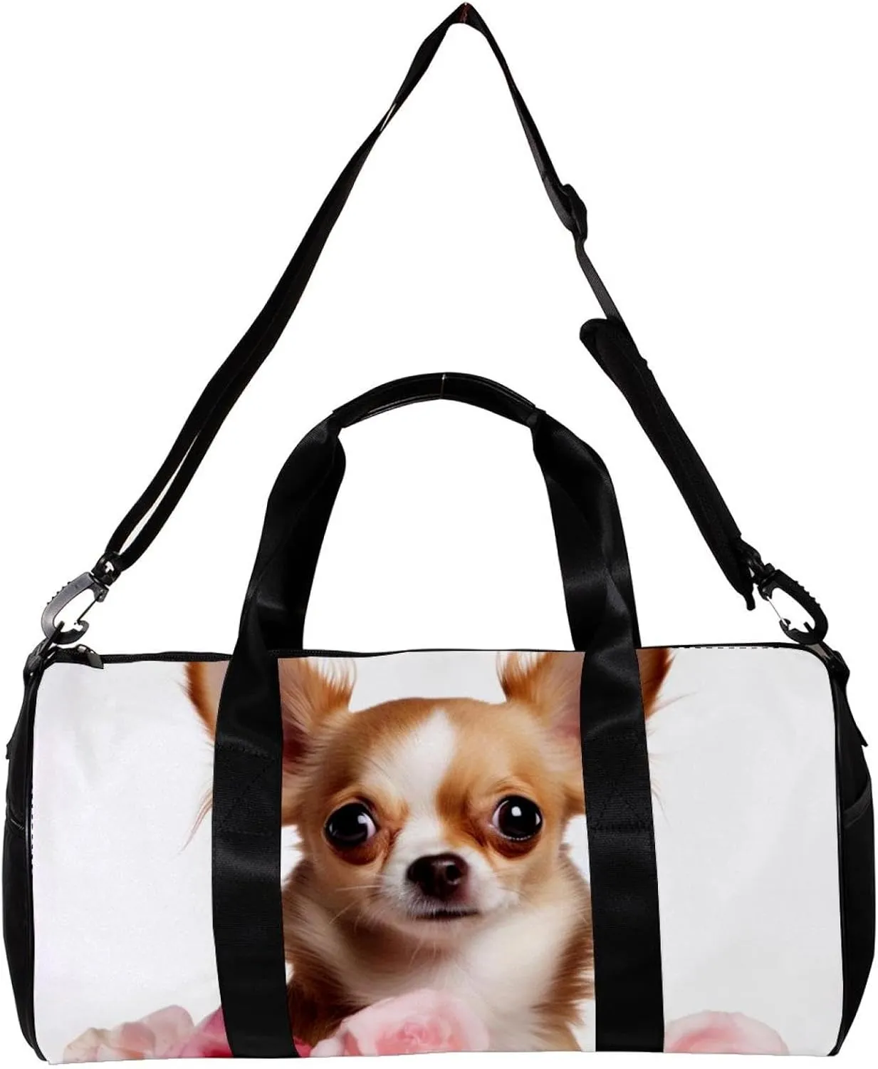 Gym Bags for Men,Travel Duffel Bags for Women,Chihuahua Dog and Rose,Workout Bag