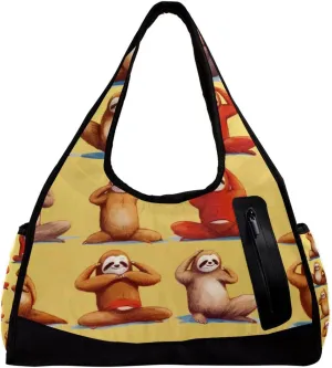 Gym Bags for Men,Travel Duffel Bags for Women,Exercise Funny Sloth Yoga,Workout Bag