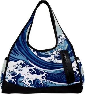 Gym Bags for Women,Duffle Bag for Travel,Blue Waves Abstract Ocean,Gym Bag for Men