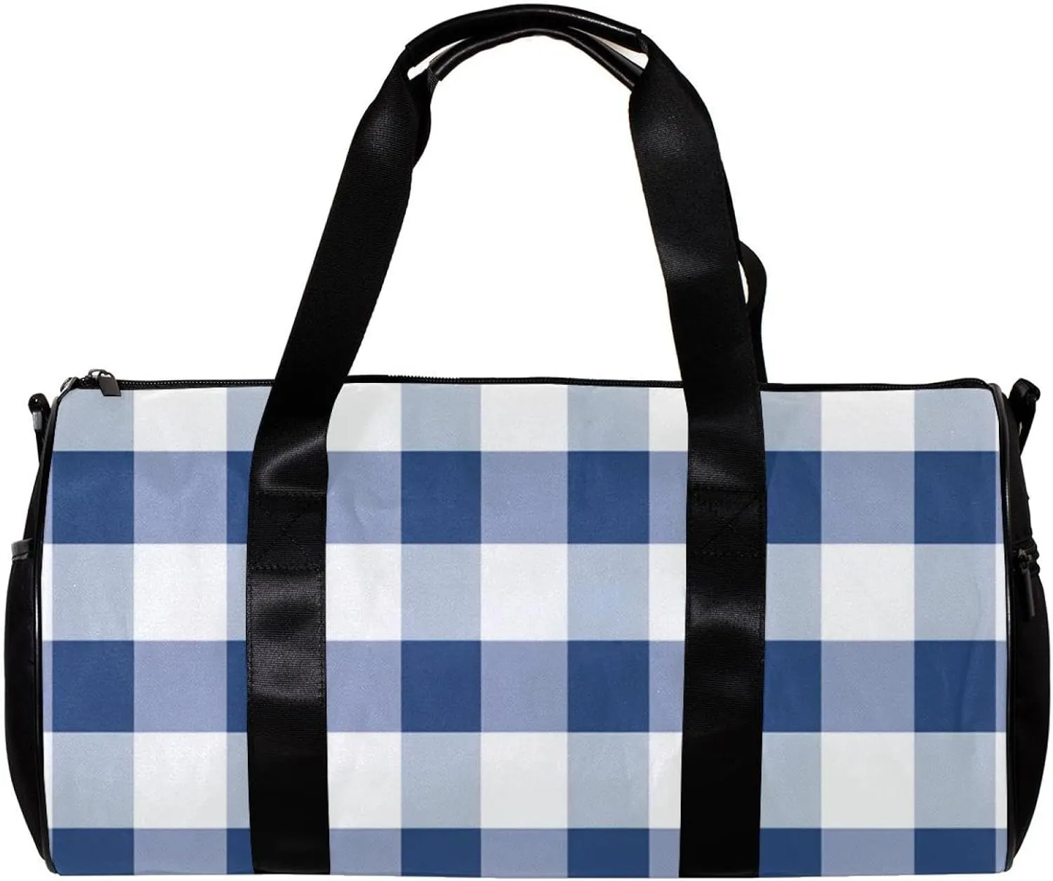 Gym Bags for Women,Duffle Bag for Travel,Blue White Plaid,Gym Bag for Men