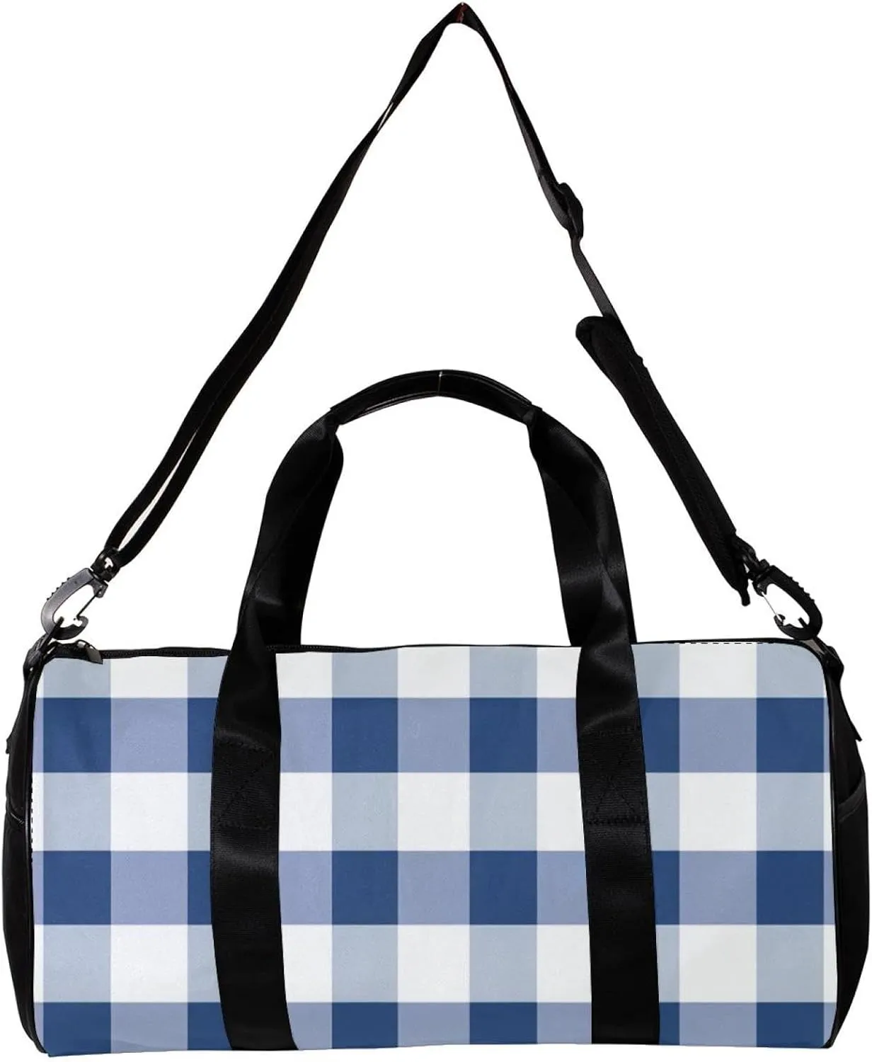Gym Bags for Women,Duffle Bag for Travel,Blue White Plaid,Gym Bag for Men