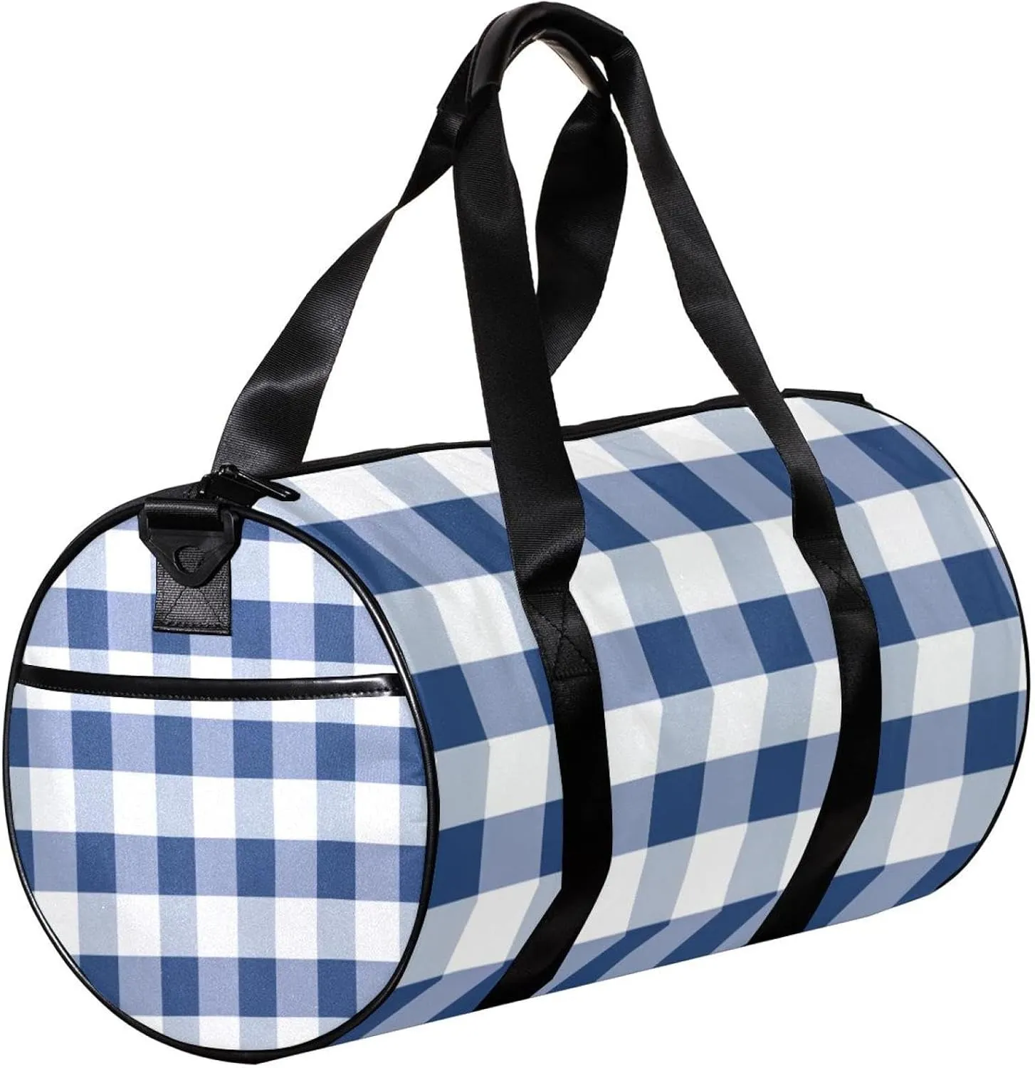Gym Bags for Women,Duffle Bag for Travel,Blue White Plaid,Gym Bag for Men