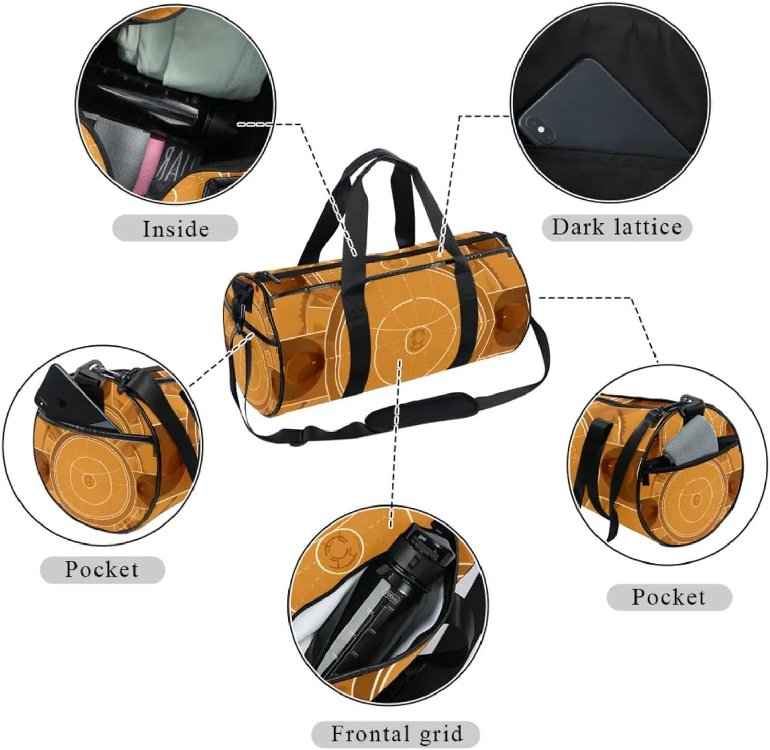 Gym Bags for Women,Duffle Bag for Travel,Brown Basketball Field,Gym Bag for Men