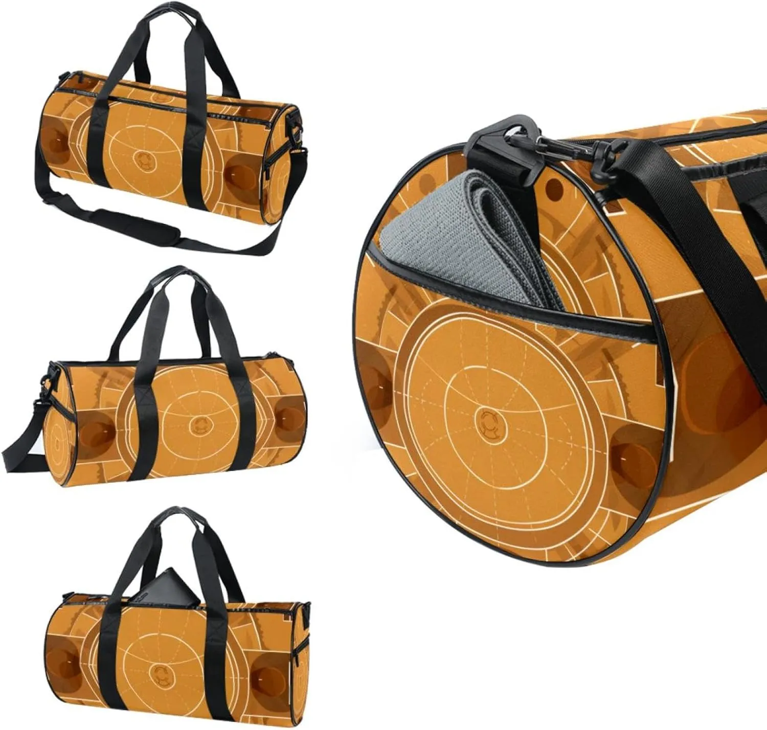 Gym Bags for Women,Duffle Bag for Travel,Brown Basketball Field,Gym Bag for Men
