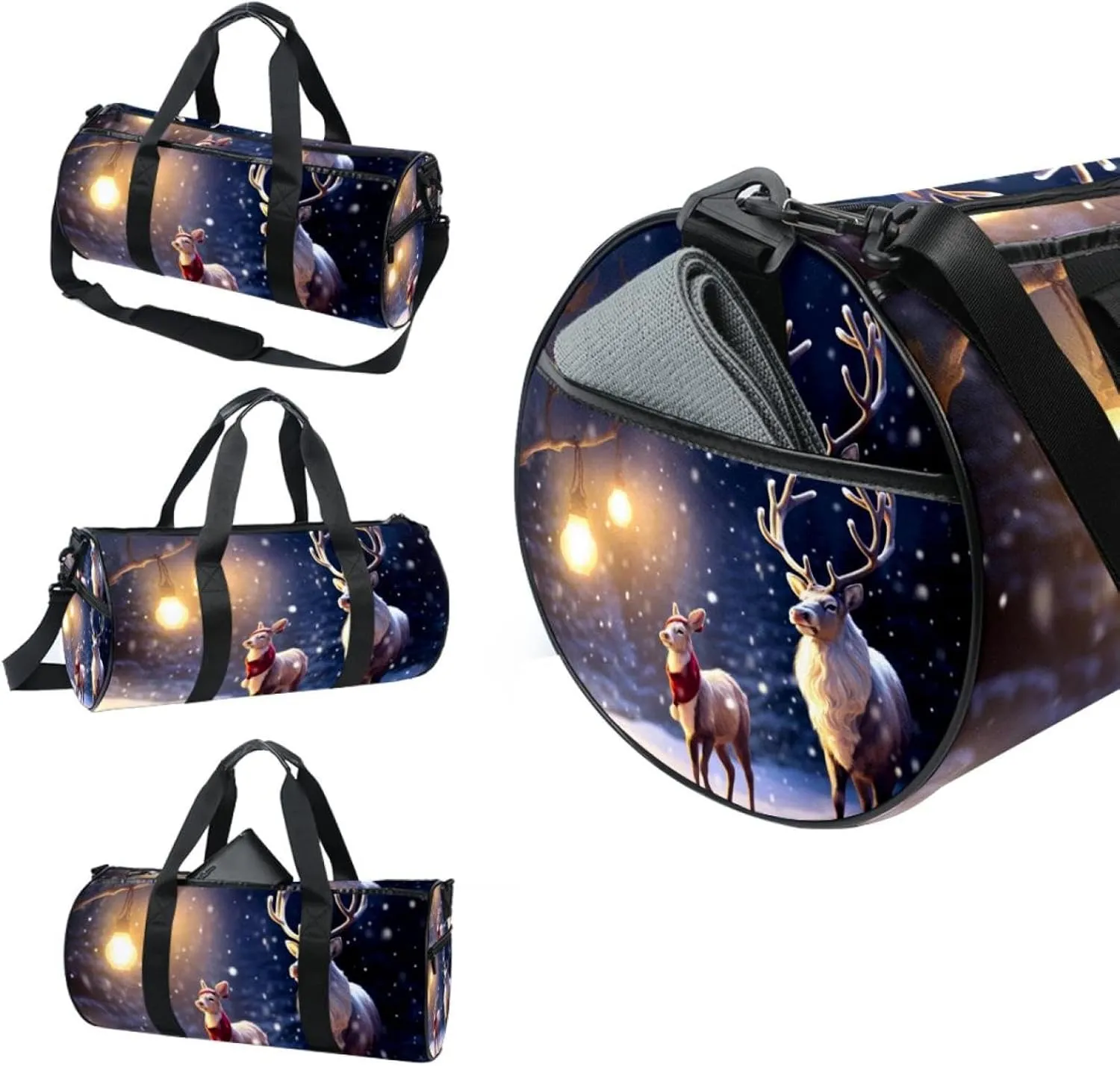 Gym Bags for Women,Duffle Bag for Travel,Cartoon Deer Santa Claus,Gym Bag for Men