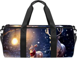 Gym Bags for Women,Duffle Bag for Travel,Cartoon Deer Santa Claus,Gym Bag for Men
