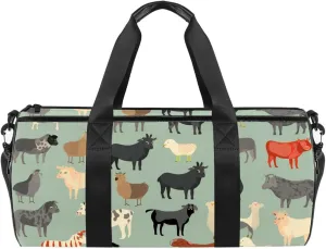 Gym Bags for Women,Duffle Bag for Travel,Cow Sheep Pig Rooster,Gym Bag for Men