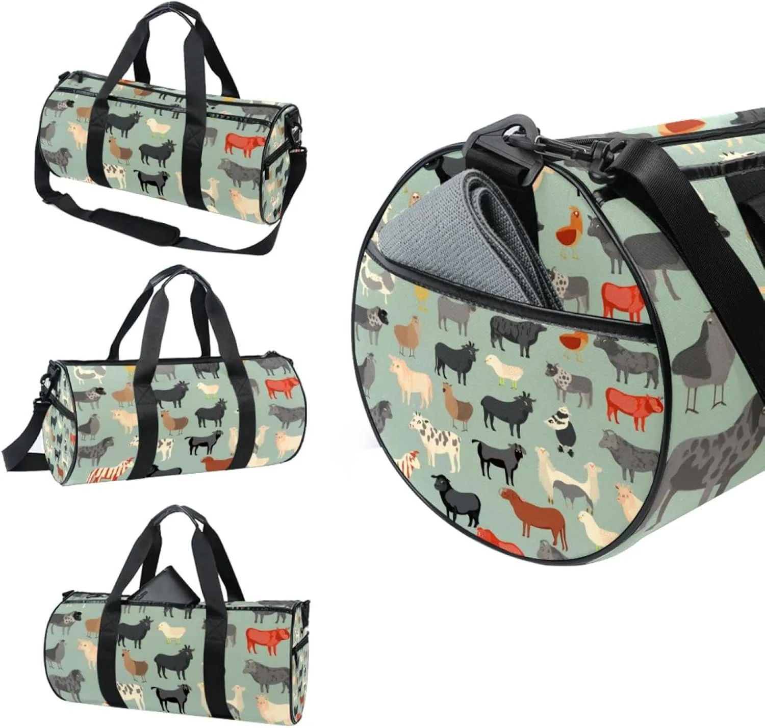 Gym Bags for Women,Duffle Bag for Travel,Cow Sheep Pig Rooster,Gym Bag for Men