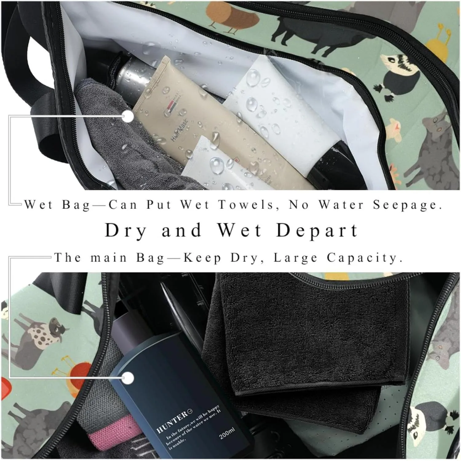 Gym Bags for Women,Duffle Bag for Travel,Cow Sheep Pig Rooster,Gym Bag for Men