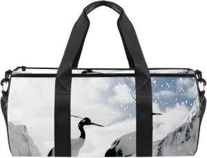 Gym Bags for Women,Duffle Bag for Travel,Crane Bird Blue Sky,Gym Bag for Men