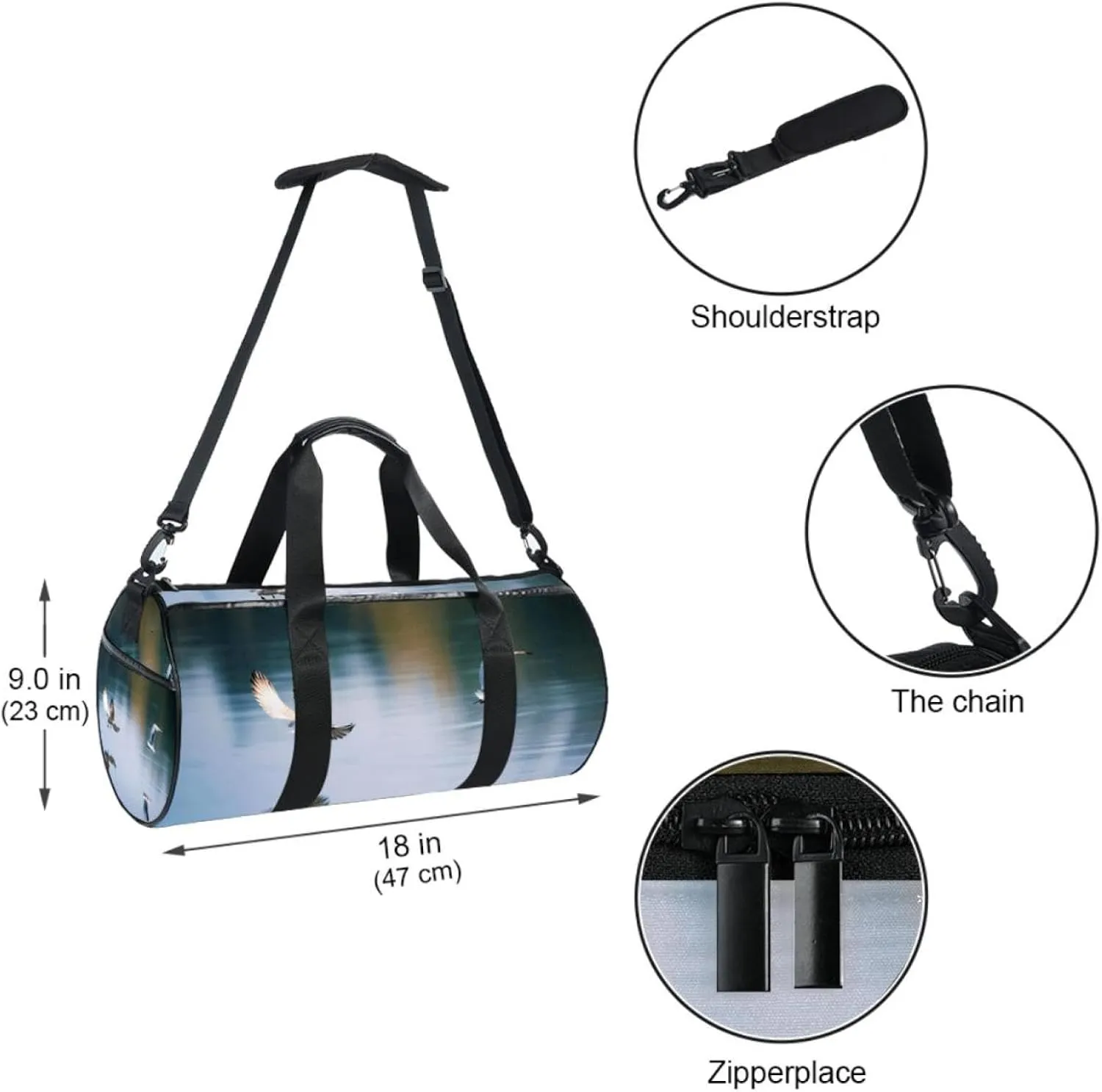 Gym Bags for Women,Duffle Bag for Travel,Crane Portrait,Gym Bag for Men