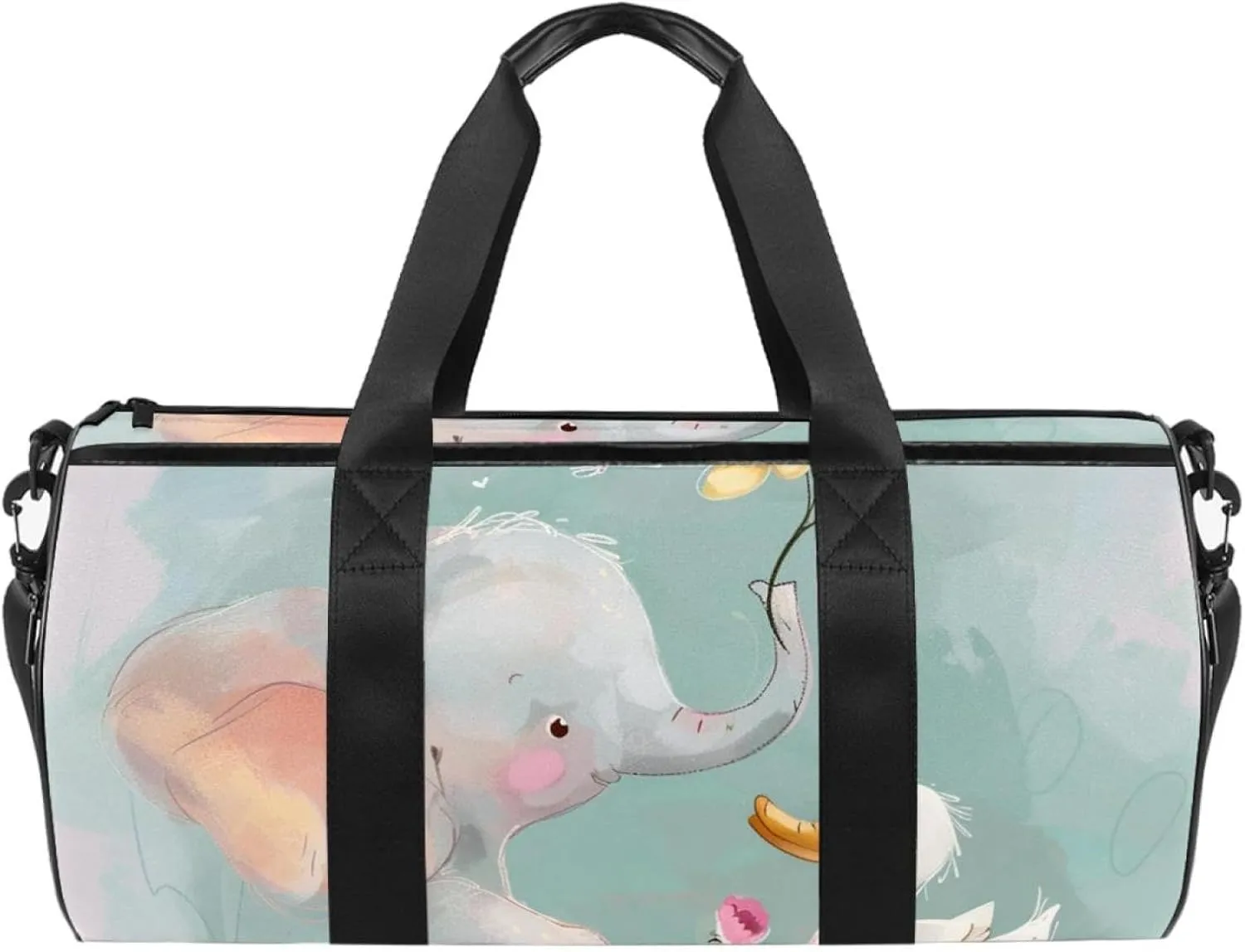 Gym Bags for Women,Duffle Bag for Travel,Flower Bush Rabbit and Elephant,Gym Bag for Men