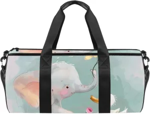 Gym Bags for Women,Duffle Bag for Travel,Flower Bush Rabbit and Elephant,Gym Bag for Men