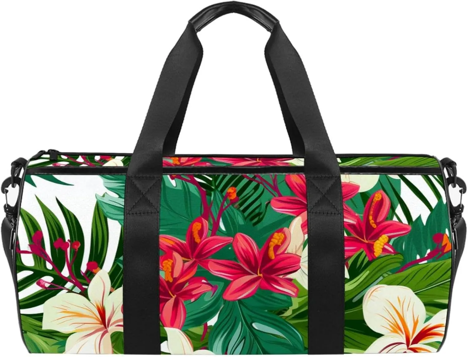 Gym Bags for Women,Duffle Bag for Travel,Tropical Leaves and Flowers,Gym Bag for Men