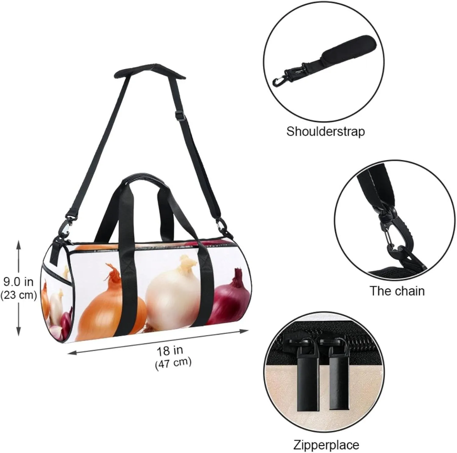 Gym Bags for Women,Duffle Bag for Travel,Vegetables Onion and Garlic,Gym Bag for Men
